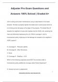 Adjuster Pro Exam Questions and  Answers 100% Solved | Graded A+