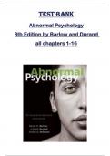 Test Bank for Abnormal Psychology  8th Edition by Barlow and Durand  all chapters 1-16 