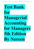 Test Bank for Managerial Accounting for Managers 5th Edition By Noreen