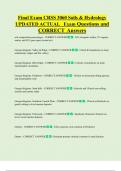 Final Exam CRSS 3060 Soils & Hydrology UPDATED ACTUAL Exam Questions and  CORRECT Answers