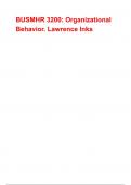 BUSMHR 3200: Organizational Behavior. Lawrence Inks