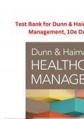 Test bank for Dunn & Haimann's Healthcare Management, 10e Dunn Verified Test Bank