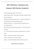 ANT 2100 Exam 1 Questions and  Answers 100% Solved | Graded A+