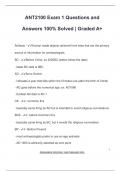 ANT2100 Exam 1 Questions and  Answers 100% Solved | Graded A+