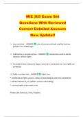 MIE 305 Exam Set   Questions With Reviewed  Correct Detailed Answers  New Update!! 