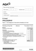 AQA A-LEVEL PHILOSOPHY Paper 2 The metaphysics of God and the metaphysics of mind 7172/2 MAY 2024 Combined Question Paper and Mark Scheme