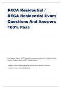 RECA Residential / RECA Residential Exam Questions And Answers 100% Pass