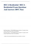 RECA Residential / RECA Residential Exam Questions And Answers 100% Pass