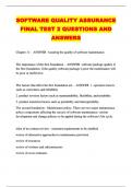 SOFTWARE QUALITY ASSURANCE FINAL TEST 2 QUESTIONS AND ANSWERS