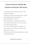 Finance Final Exam COB 300 JMU Questions and Answers 100% Solved