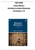 TEST BANK for Human Memory  4th Edition by Gabriel Radvansky  All Chapters 1-18