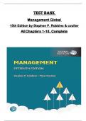 Test Bank  for Management Global  15th Edition by Stephen P. Robbins & coulter  AllChapters 1-18, Complete