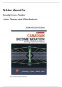 Solution Manual For Canadian Income Taxation 2024/2025 27th Edition (  Abraham Iqbal William Buckwold, 2024) All Chapters | Newest Edition