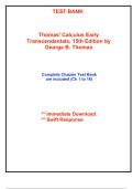 Test Bank for Thomas' Calculus Early Transcendentals, 15th Edition by Thomas