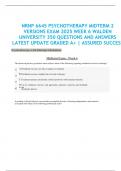 NRNP 6645 PSYCHOTHERAPY MIDTERM 2  VERSIONS EXAM 2025 WEEK 6 WALDEN  UNIVERSITY 350 QUESTIONS AND ANSWERS  LATEST UPDATE GRADED A+ | ASSURED SUCCESS Psychotherapy with Multiple Modalities