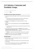 Coenzymes, Cofactors and Prosthetic Groups Summary