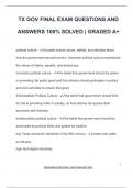 TX GOV FINAL EXAM QUESTIONS AND  ANSWERS 100% SOLVED | GRADED A+