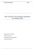 MKT 201-301 Test1 Review Questions & Answers 2025