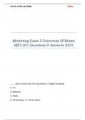 Marketing Exam 3 University Of Miami MKT 201 Questions & Answers 2025