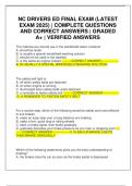 NC DRIVERS ED FINAL EXAM (LATEST EXAM 2025) | COMPLETE QUESTIONS AND CORRECT ANSWERS | GRADED A+ | VERIFIED ANSWERS