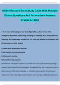 HESI Milestone Exam Study Guide With Multiple  Choice Questions And Rationalized Answers  Graded A+ 2025