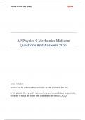 AP Physics C Mechanics Midterm Exam Questions And Answers 2025