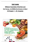 Test Bank  for Williams' Essentials of Nutrition and  Diet Therapy, 13th Edition by Schlenker & Gilbert  All Chapter 1 – 25, Complete