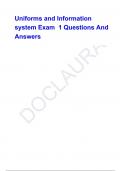 Uniforms and Information system Exam  1 Questions And Answers