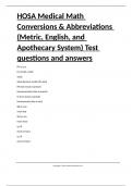 HOSA Medical Math Conversions & Abbreviations (Metric, English, and Apothecary System) Test 