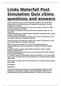 Linda Waterfall Post Simulation Quiz vSims questions and answers.