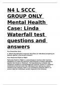 N4 L SCCC GROUP ONLY Mental Health Case Linda Waterfall test questions and answers.