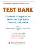 Test Bank For Classroom Management for Middle and High School Teachers 11th Edition By Edmund T. Emmer (All Chapters 1-12)