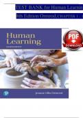 TEST BANK for Human Learning, 8th Edition by Ormrod, Verified Chapters 1 - 15, Complete Newest Version