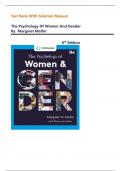 Test Bank With Solution Manual for The Psychology of Women and Gender 8th Edition by Margaret Matlin |All Chapters Covered| Complete Guide A+