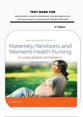 TEST BANK FOR Maternity, Newborn, and Women's Health Nursing 2e: A Case-Based Approach Second,  North American Edition by Dr. Amy O’Meara||ALL CHAPTERS||LATEST EDITION