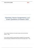 Chemistry Honors Assignments 1 & 2 Exam Questions & Answers 2025