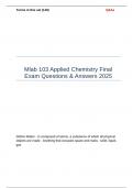 Mlab 103 Applied Chemistry Final Exam Questions & Answers 2025