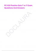 PC 832 Practice Quiz T or F Exam Questions And Answers