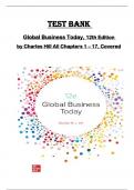 TEST BANK for Global Business Today, 12th Edition  by Charles Hill All Chapters 1 – 17, Covered