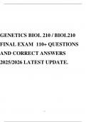 GENETICS BIOL 210 / BIOL210 FINAL EXAM 110+ QUESTIONS AND CORRECT ANSWERS 2025/2026 LATEST UPDATE.