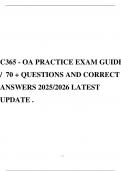 C365 - OA PRACTICE EXAM GUIDE / 70 + QUESTIONS AND CORRECT ANSWERS 2025/2026 LATEST UPDATE .