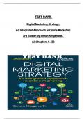 TEST BANK for  Digital Marketing Strategy:  An Integrated Approach to Online Marketing  3rd Edition by Simon Kingsnorth.  All Chapters 1 - 22