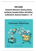 TEST BANK for Consumer Behaviour: Buying, Having,  and Being, Canadian Edition, 9th Edition,  by Michael R. Solomon Chapters 1 - 15