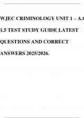 WJEC CRIMINOLOGY UNIT 1 – A.C 1.5 TEST STUDY GUIDE LATEST QUESTIONS AND CORRECT ANSWERS 2025/2026.