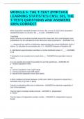 MODULE 5: THE T-TEST (PORTAGE LEARNING STATISTICS CNSL 503, THE T-TEST) QUESTIONS AND ANSWERS 100% CORRECT