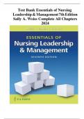 Test Bank For Essentials of Nursing Leadership and Management 7th Edition by Sally A. Weiss ISBN 9780803669536 Chapter 1-16 | Complete Guide.