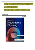 Testbank for psychiatric Nursing,latest version.