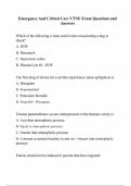 Emergency And Critical Care VTNE Exam Questions and Answers