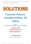 Instructor's Solutions Manual for  Corporate Finance Fifth Canadian Edition By Jonathan Berk, Peter DeMarzo,David Stangeland - All Chapters (1-31)