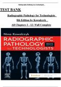 TEST BANK Radiographic Pathology for Technologists 8th Edition by Kowalczyk All Chapters 1 - 12 / Full Complete